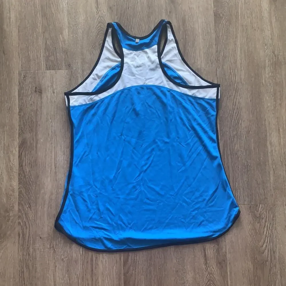Nike Dri-Fit Racerback Tank Top Blue &‎ White Size Large Athletic Workout